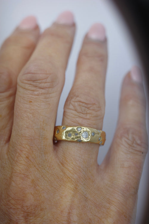 CHUNKY GEMSTONE STUDDED BAND - 18K GOLD VERMEIL