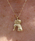 LION CAST PENDANT, GEMSTONE EYE - 18K GOLD VERMEIL