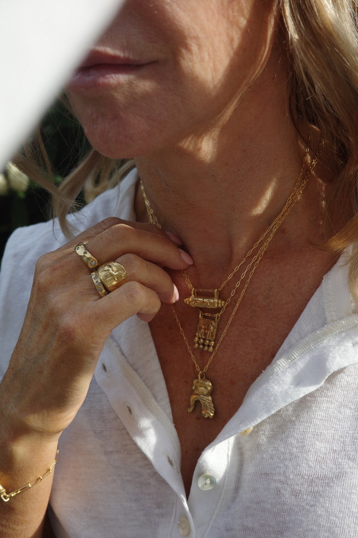 LION BARREL PENDANT - 18K GOLD VERMEIL